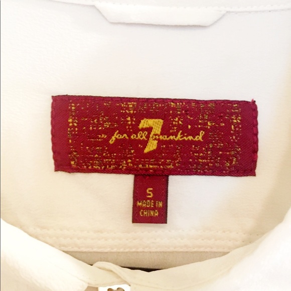 7 For All Mankind 100% Silk Cream Blouse - Picture 7 of 8